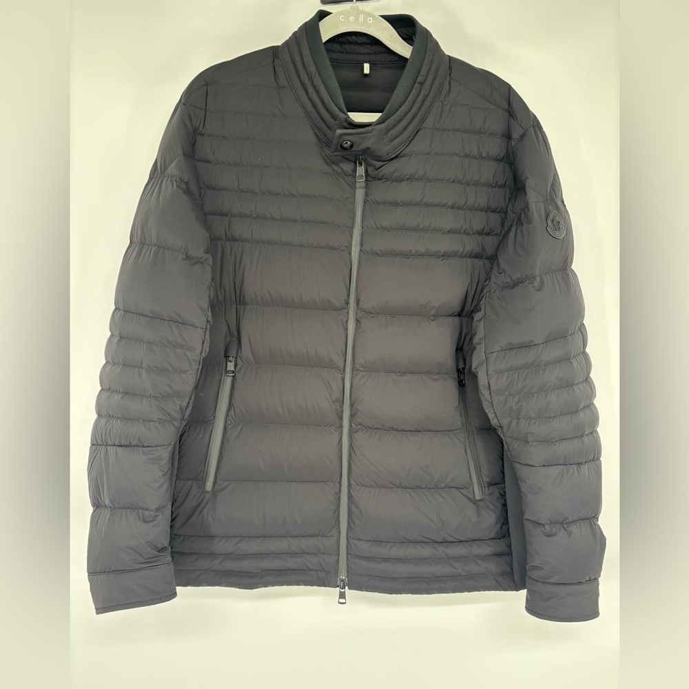 Moncler Pires Logo Appliquéd Quilted Shell Down Biker Jacket Black size 4 - Picture 3 of 17
